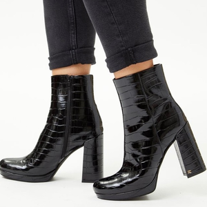Rachel Zoe‎ - Embossed Maya Platform Boot / Black Croc